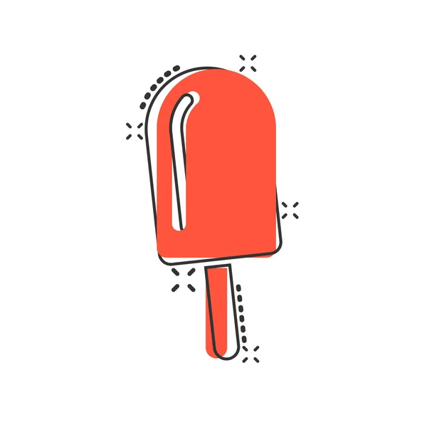 Ice Cream Icon Comic Style Sundae Cartoon Vector Illustration White — Stock Vector