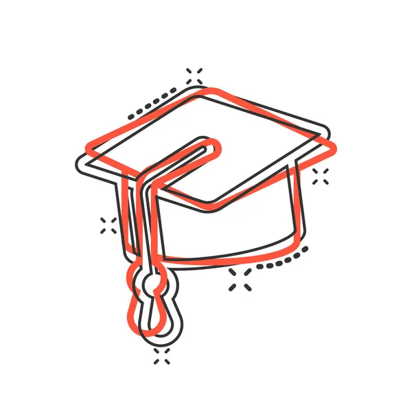 Ícone Chapéu Graduação Estilo Cômico Student Cap Cartoon Vector Illustration —  Vetores de Stock