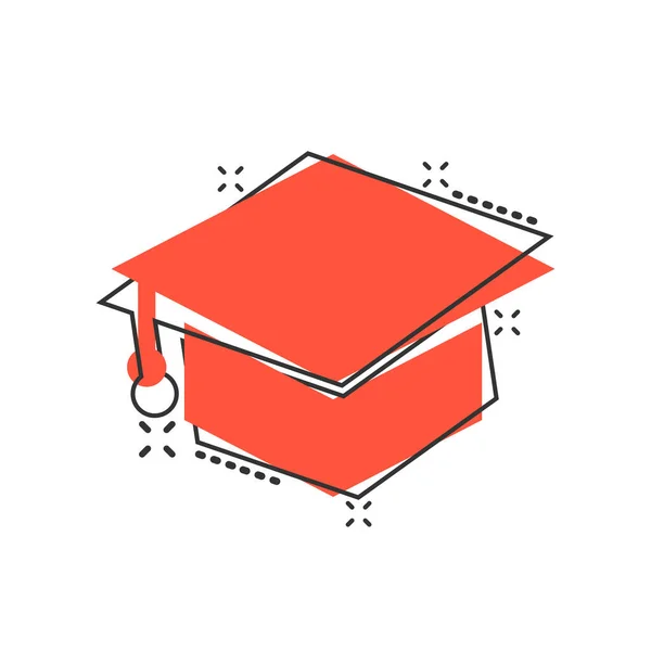 Ícone Chapéu Graduação Estilo Cômico Student Cap Cartoon Vector Illustration —  Vetores de Stock