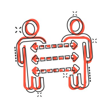 İnsanlar karikatür tarzında ikon gönderiyorlar. Beyaz arka planda iş iletişimi çizgi filmi vektör çizimi. Referans ekip çalışması etki iş kavramı.