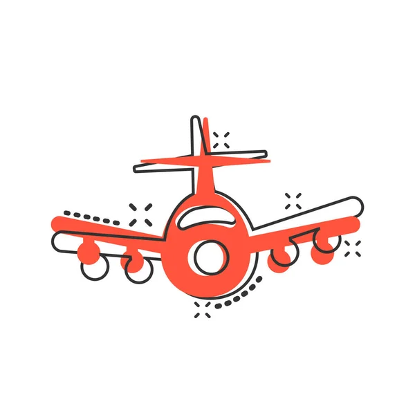 Çizgi Roman Tarzında Bir Uçak Ikonu Beyaz Izole Edilmiş Arka — Stok Vektör
