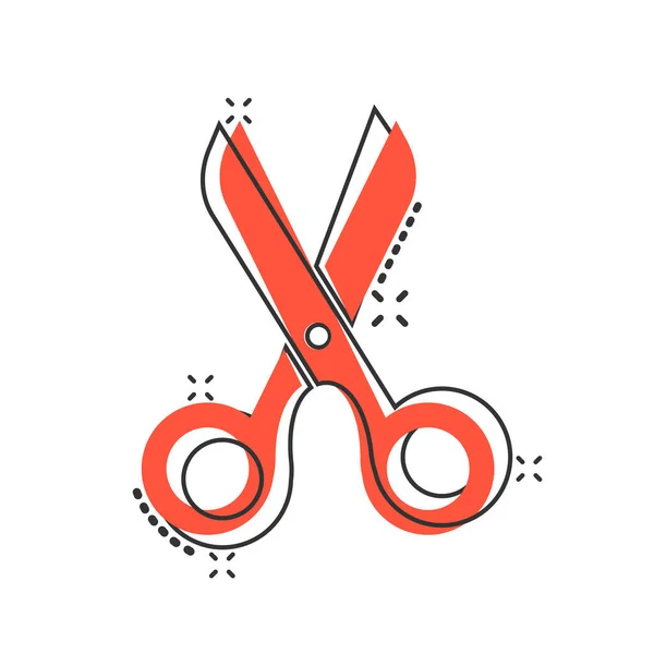 Scissor Icon Comic Style Cut Equipment Cartoon Vector Illustration White — Stock Vector