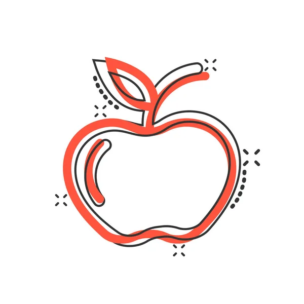 Icono Apple Estilo Cómico Ilustración Vectores Dibujos Animados Frutas Frescas — Archivo Imágenes Vectoriales