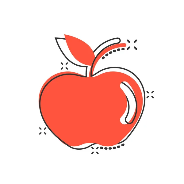 Icono Apple Estilo Cómico Ilustración Vectores Dibujos Animados Frutas Frescas — Archivo Imágenes Vectoriales