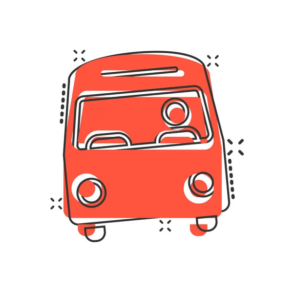 Icono Autobús Estilo Cómico Coach Ilustración Vector Dibujos Animados Sobre — Vector de stock