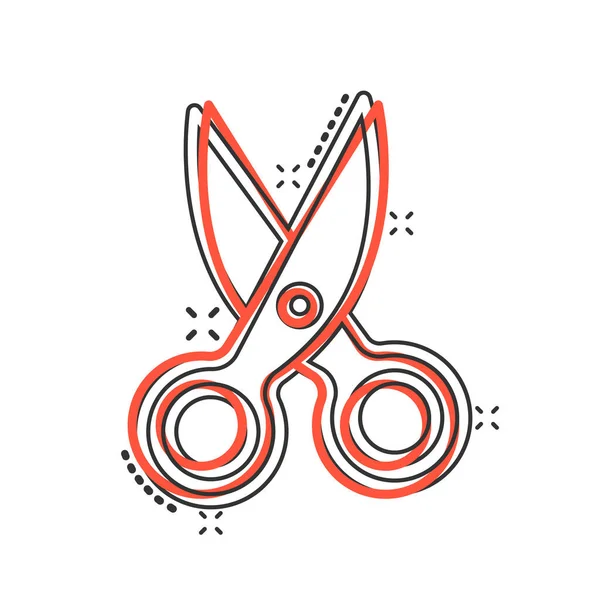 Scissor Icon Comic Style Cut Equipment Cartoon Vector Illustration White — Stock Vector