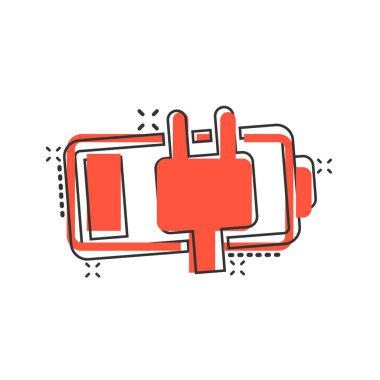 Batarya şarj ikonu. Beyaz izole arkaplanda güç seviyesi vektör çizimi. Lityum biriktirici sıçrama etkisi iş konsepti.