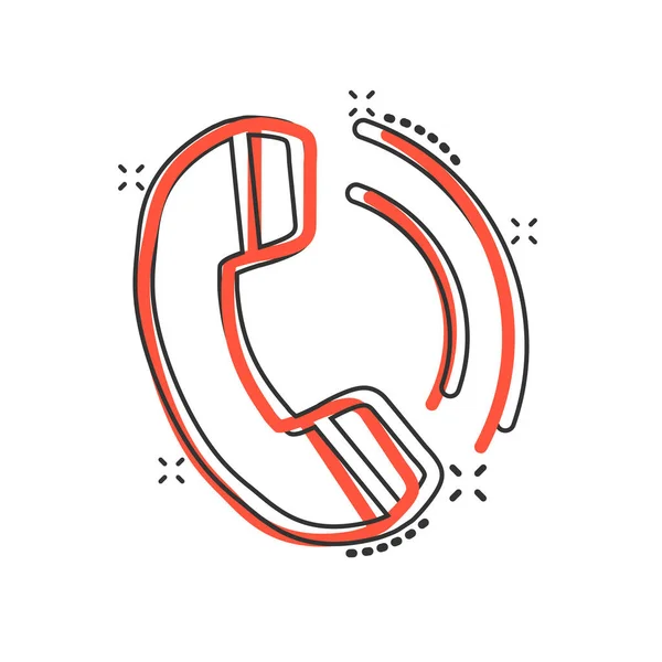 Ikona Telefonu Komicznym Stylu Telefoniczna Ilustracja Wektora Kreskówki Białym Izolowanym — Wektor stockowy