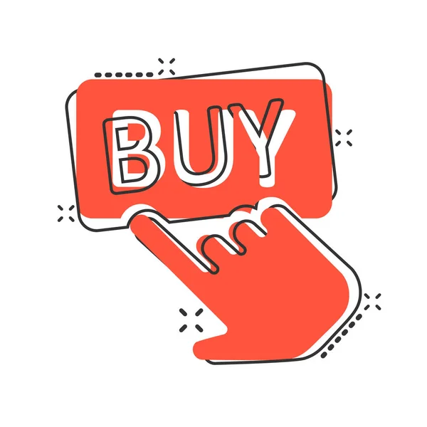 Comprar Ícone Loja Estilo Cômico Finger Cursor Cartoon Vector Ilustração — Vetor de Stock