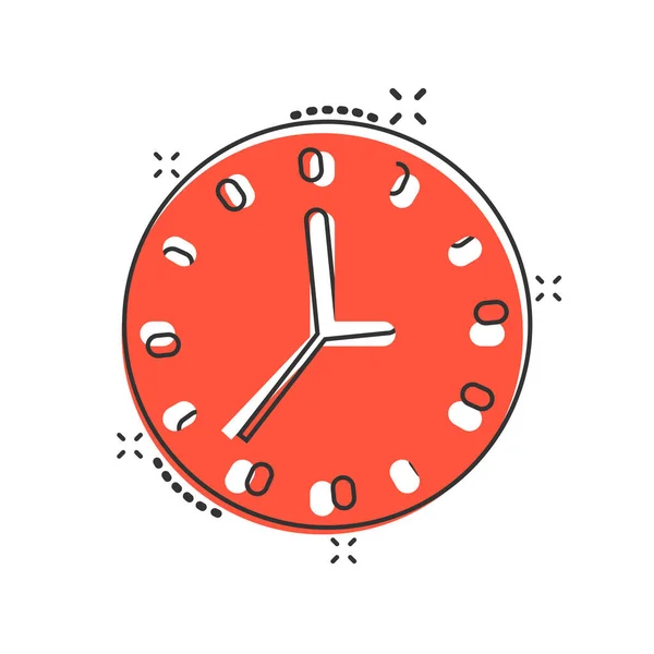 漫画風の時計アイコン 白い隔離された背景の漫画のベクトルイラストを見てください タイマースプラッシュ効果ビジネスコンセプト — ストックベクタ