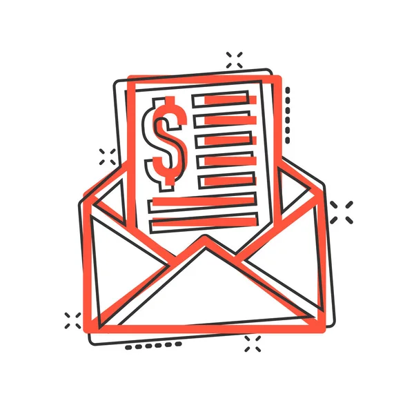 Umschlag Mit Geld Ikone Comic Stil Mail Cash Cartoon Vektor — Stockvektor