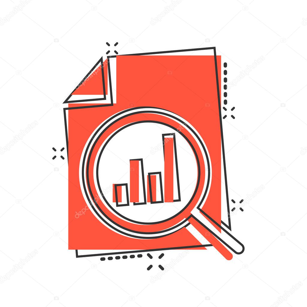Financial statement icon in comic style. Result cartoon vector illustration on white isolated background. Report splash effect business concept.