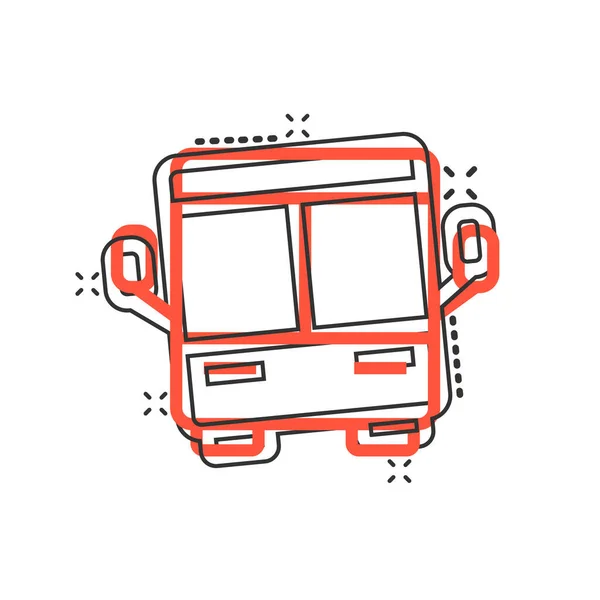 Icono Autobús Estilo Cómico Coach Ilustración Vector Dibujos Animados Sobre — Vector de stock
