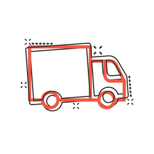 Lieferwagen Ikone Comic Stil Van Cartoon Vektor Illustration Auf Weißem — Stockvektor