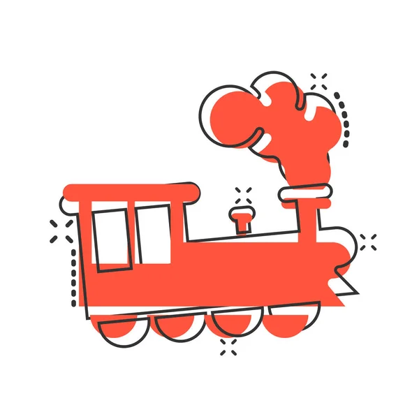 漫画風のメトロアイコン 白い隔離された背景に地下鉄の漫画のベクトルイラストを訓練します 鉄道貨物スプラッシュ効果事業の概念 — ストックベクタ