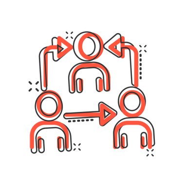 İnsanlar karikatür tarzında ikon gönderiyorlar. Beyaz arka planda iş iletişimi çizgi filmi vektör çizimi. Referans ekip çalışması etki iş kavramı.