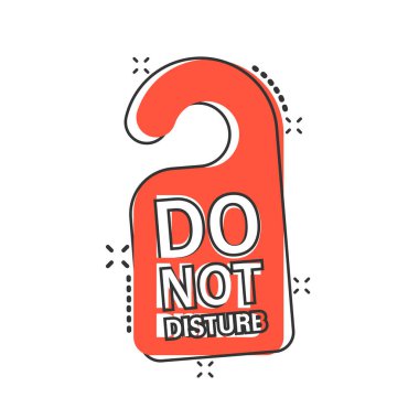 Çizgi roman tarzında otel tabela ikonunu rahatsız etmeyin. Beyaz izole edilmiş arka planda Inn karikatür vektör çizimi. Pansiyon temiz oda su sıçratma etkisi iş konsepti.