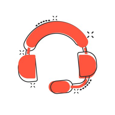 Çizgi roman tarzında yardım masası simgesi. Beyaz izole edilmiş arka planda kulaklık çizimi. Sohbet operatörü su sıçratma etkisi iş konsepti.