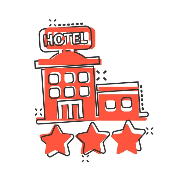 Ξενοδοχείο Αστέρων Υπογράψει Εικονίδιο Κωμικό Στυλ Inn Κτίριο Κινούμενο Σχέδιο — Διανυσματικό Αρχείο