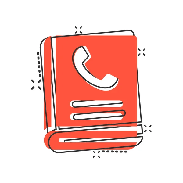 Address Phone Book Icon Comic Style Telephone Notebook Cartoon Vector — Stock Vector