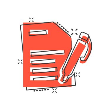 Çizgi roman tarzında blog simgesi. Beyaz izole arkaplandaki kalem karikatür vektör çizimi belgesi. İçerik sıçrama etkisi iş konsepti.