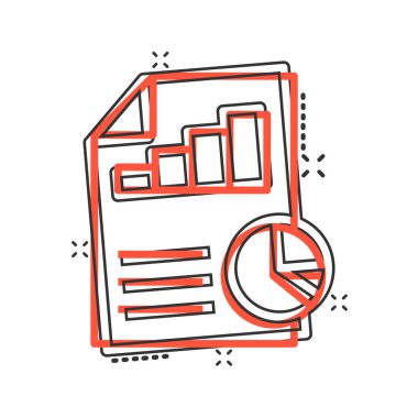 Finansal açıklama simgesi. Beyaz izole edilmiş arkaplan üzerine karikatür vektör çizimi. Sıçrama etkisi iş konsepti.