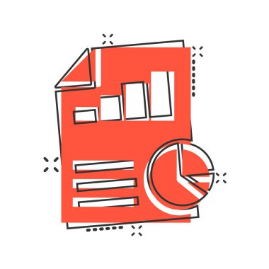 Finansal açıklama simgesi. Beyaz izole edilmiş arkaplan üzerine karikatür vektör çizimi. Sıçrama etkisi iş konsepti.