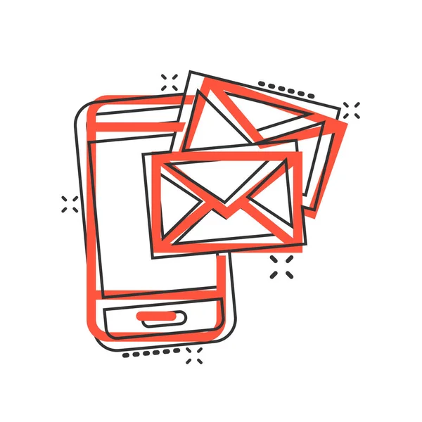 Μήνυμα Στο Εικονίδιο Smartphone Στυλ Κόμικ Mail Τηλέφωνο Εικονογράφηση Φορέα — Διανυσματικό Αρχείο