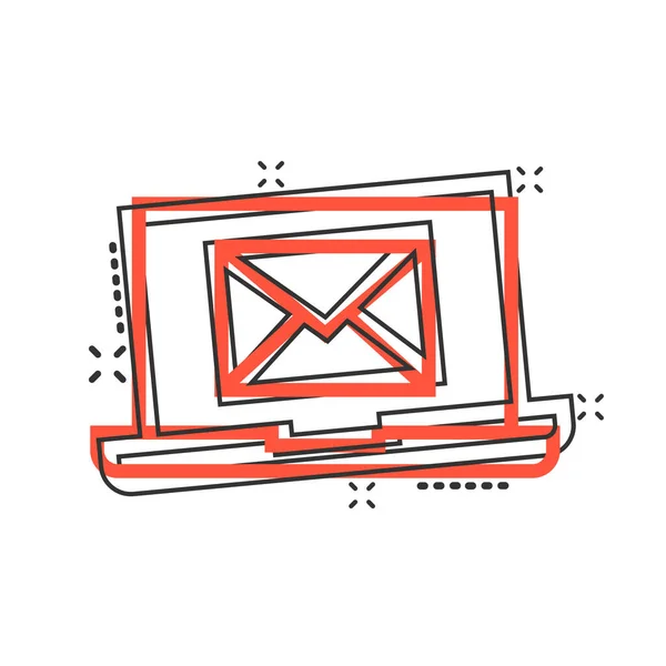 Laptop Com Ícone Mail Estilo Cômico Mail Notificação Cartoon Vetor —  Vetores de Stock