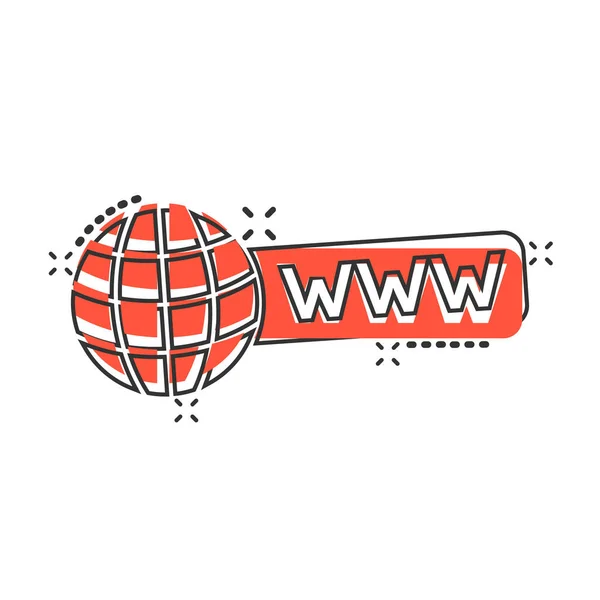 Ícone Busca Global Estilo Cômico Website Address Cartoon Vector Illustration —  Vetores de Stock