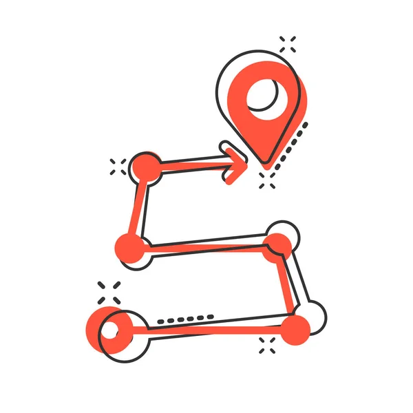 Kartenstift Symbol Comic Stil Gps Navigation Cartoon Vektor Illustration Auf — Stockvektor