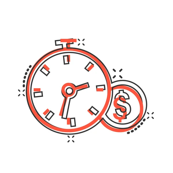 Temps Est Icône Argent Dans Style Comique Horloge Avec Dessin — Image vectorielle