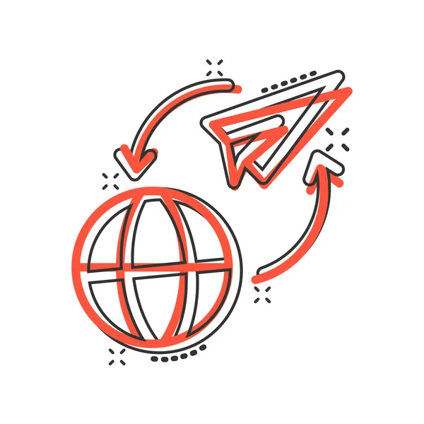Икона Мирового Путешествия Комическом Стиле Картинная Векторная Иллюстрация Плоскости Бумаги — стоковый вектор
