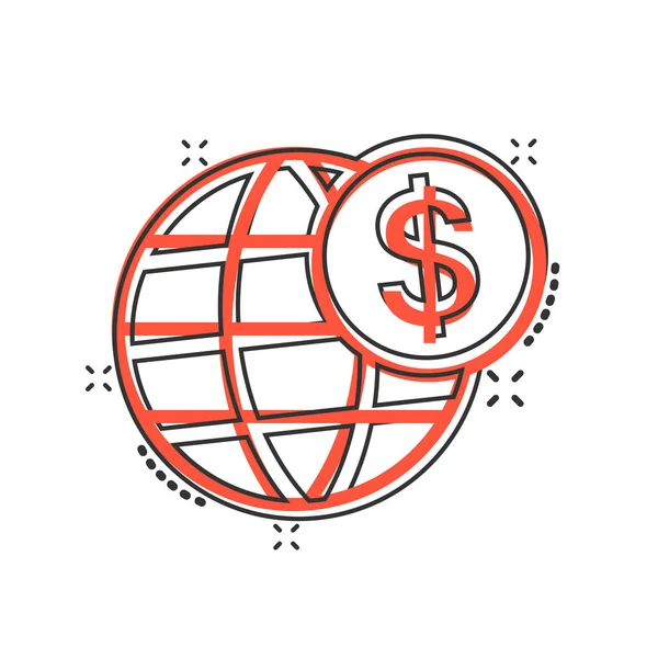 Icono Negocio Global Estilo Cómico Transacción Dinero Ilustración Vectorial Dibujos — Vector de stock