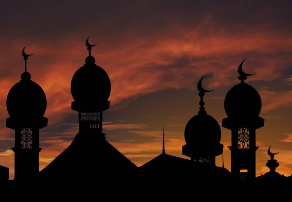 Ilustrație moschee pe fundalul cerului . — Fotografie, imagine de stoc