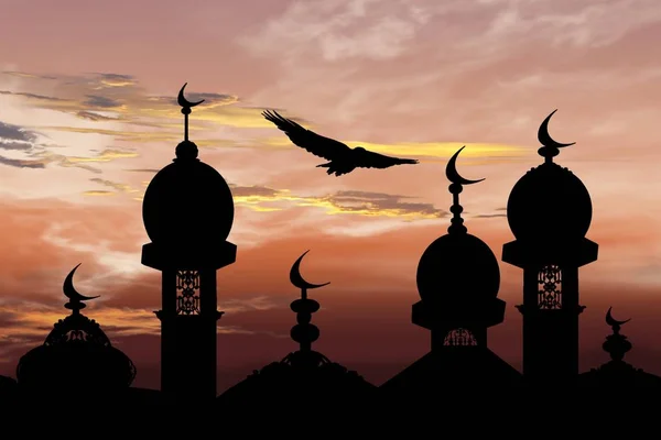 Mosque illustration against the background of a decline — Stock Photo, Image