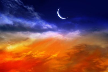  Bulutlar, ışık ışınları ve diğer atmosferik etkilerle gün batımı veya gün doğumu 