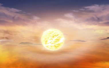 Ateşli turuncu günbatımı gökyüzü. Güzel gökyüzü. 