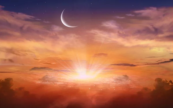 Glühender Sonnenuntergang. ramadan kareem . — Stockfoto