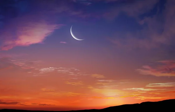 Gloeiende zonsondergang. Ramadan Kareem . — Stockfoto