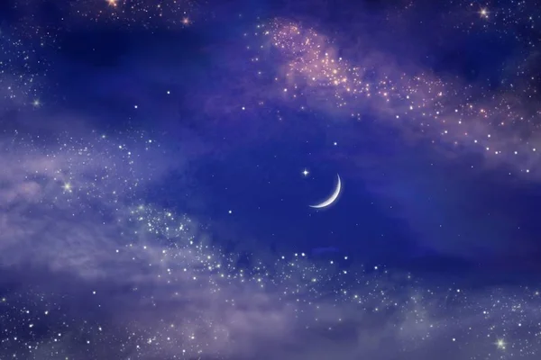 Az ég, csillagos éjszaka. Újhold — Stock Fotó