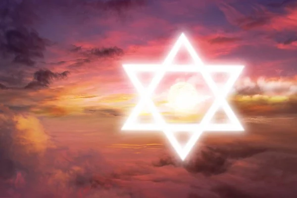 Glowing Star of David in clouds — Stock Photo, Image