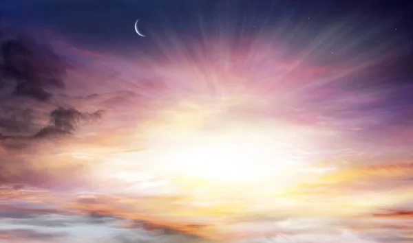 Ljus Mörk Himmel Vackra Moln Bakgrund Himmel Vid Solnedgången Och — Stockfoto