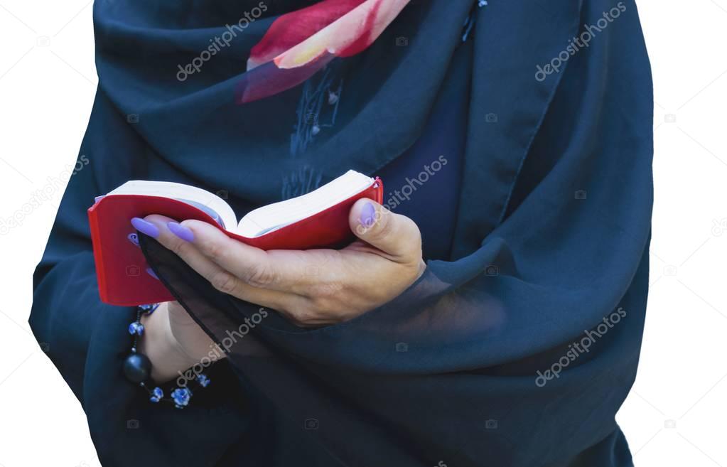 Women in the Bible.Young muslim woman with book .  to hold the prayer book in hand  .  Jews and Judaism .  faith in god . 