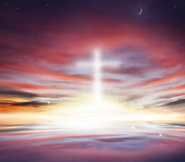 Színes Felhők Lencse Fényfolt Mennyei Tájban Nap Felhők Hold Csillagok — Stock Fotó