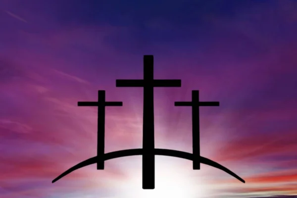 Свет Темном Небе Религиозное Прошлое Крест Господень Крест Иисуса Христа — стоковое фото