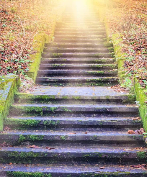 Pasos Que Conducen Sol Camino Dios Luz Brillante Del Cielo —  Fotos de Stock