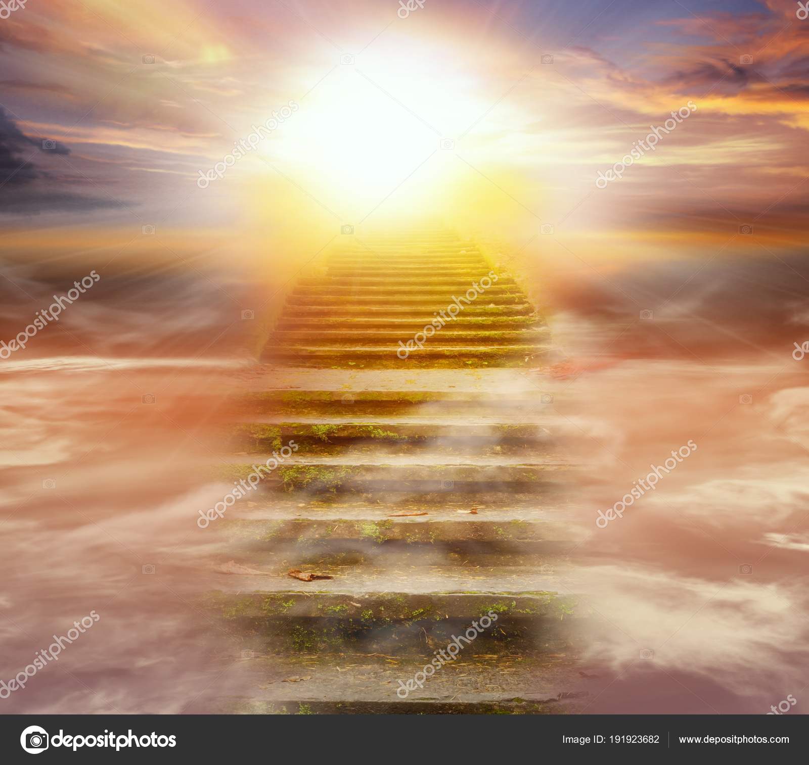 stairs to heaven, bright light from heaven, stairway leading up to