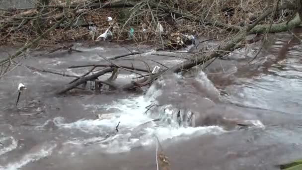 Ecologische Ramp Van Watervoorraden Afval Van Plastic — Stockvideo