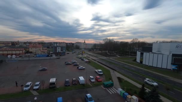 Uitzicht Weg Winkel Polen Stad Leshne 2020 Maart Maand Uitzicht — Stockvideo